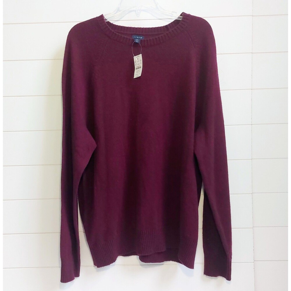 J Crew Supersoft Lambswool Blend Sweater Men's XXL Cabernet Crew Neck  AA027 NEW